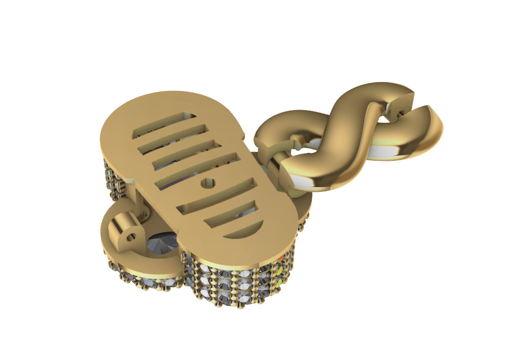 clover cross hiphop bracelet 3D print model_2