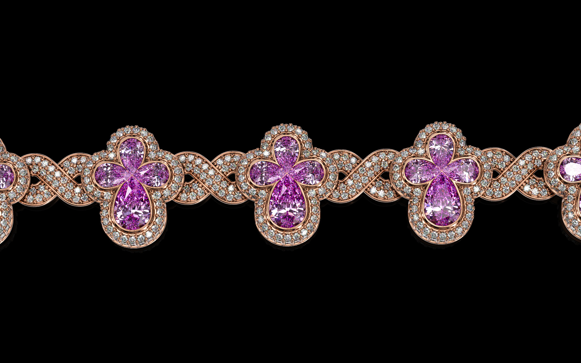 clover cross hiphop bracelet 3D print model_20