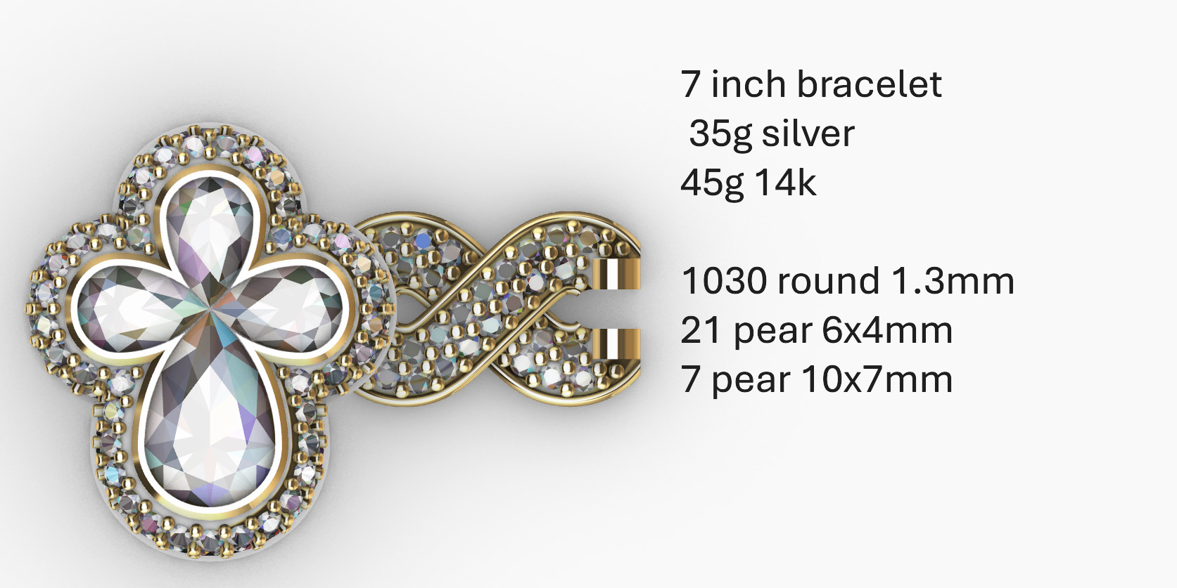 clover cross hiphop bracelet 3D print model_4