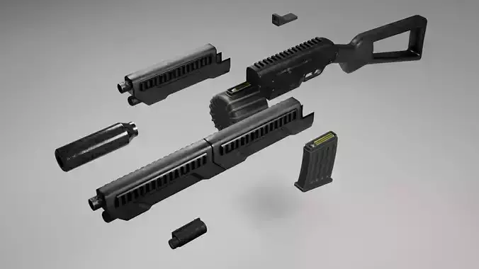 Modular shotgun Blender file Low-poly 3D model