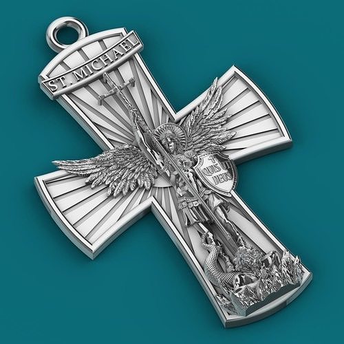 ST MICHAEL PENDANT CROSS 3D print model