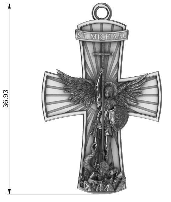 ST MICHAEL PENDANT CROSS 3D print model_1