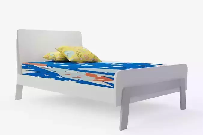 Lamont Wood Kids Twin Bed with Headboard Storage 3D model