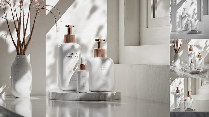 Luxury Beauty Product Mockup Low-poly 3D model