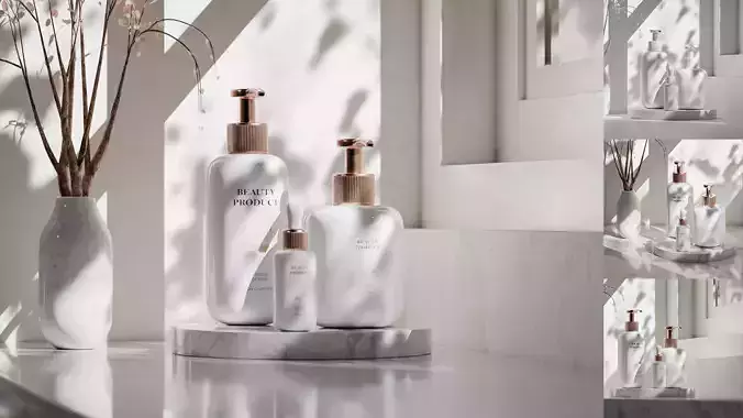Luxury Beauty Product Mockup Low-poly 3D model Luxury Beauty Product Mockup Low-poly 3D model