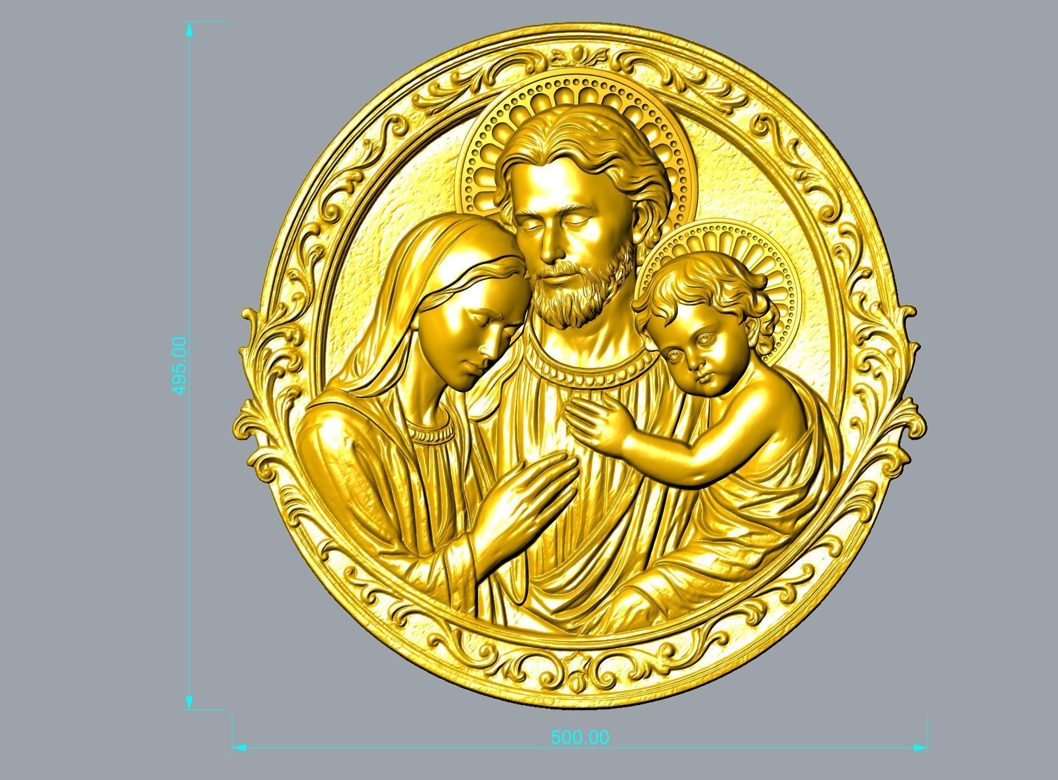 Holy Family Relief 3D print model_3