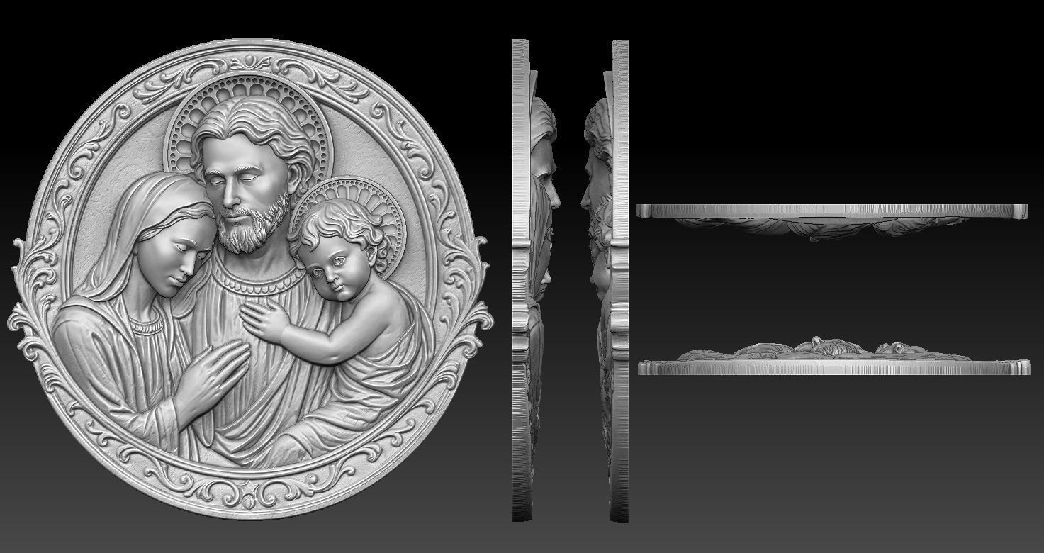 Holy Family Relief 3D print model_2