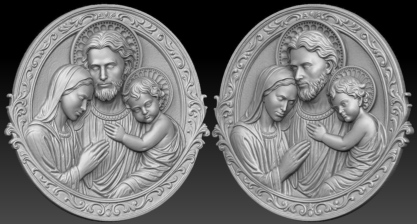Holy Family Relief 3D print model_1