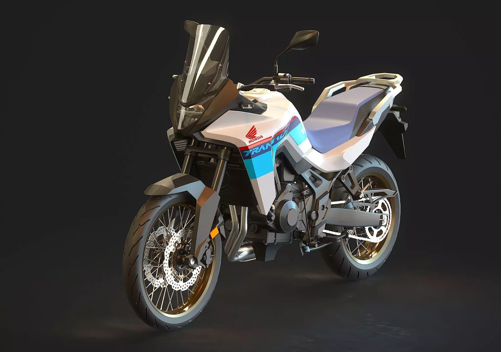 Base model Honda Transalp 750 2023 3D model_0