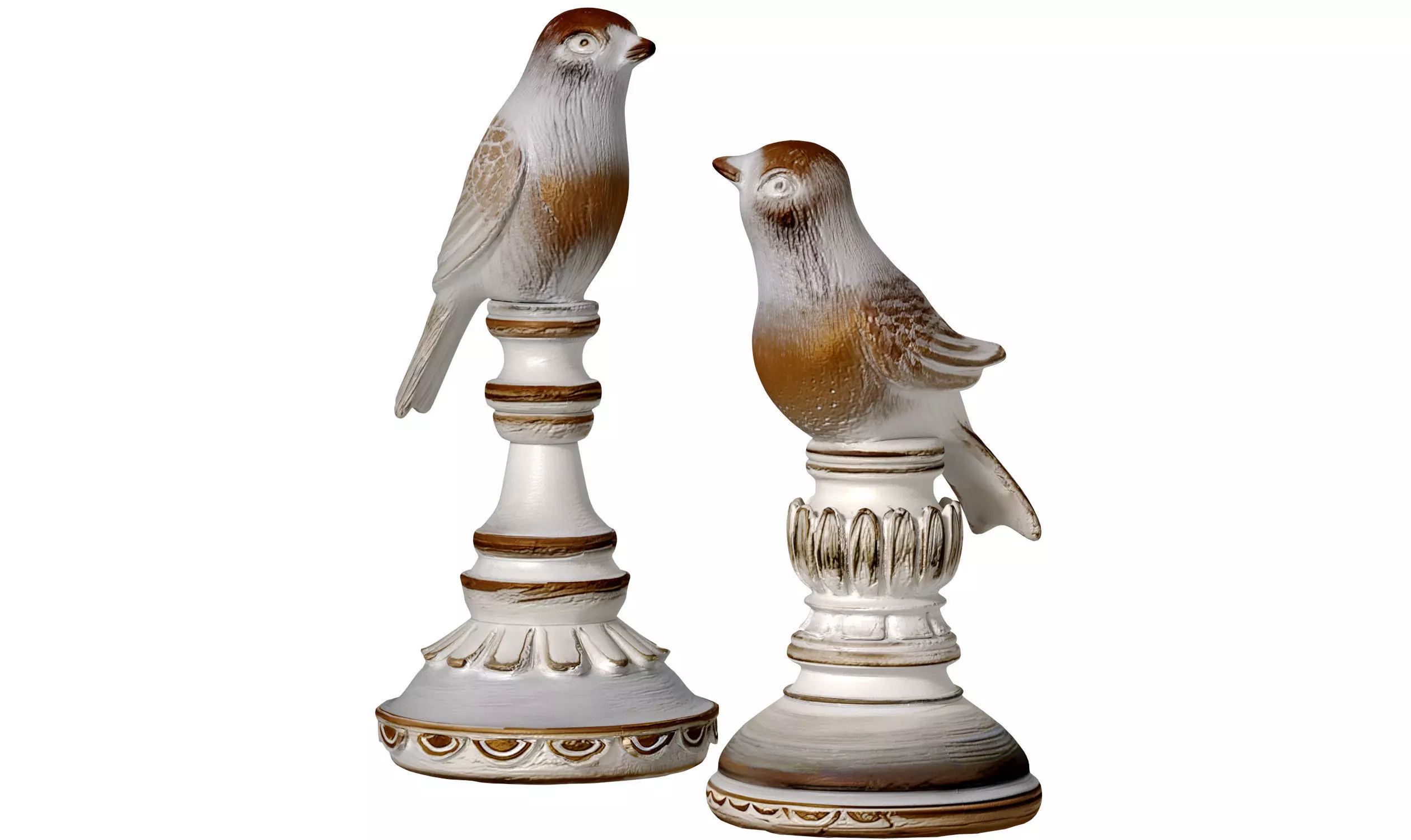 Decorative interior Rustic figurine statuette Birds on a stand 3D print model
