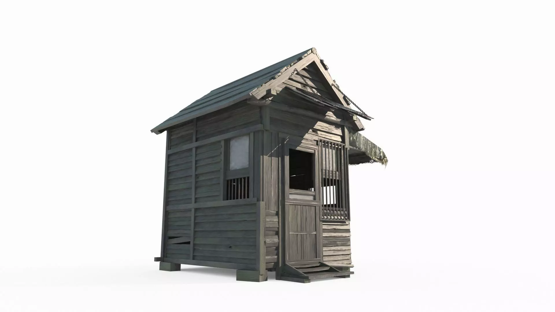 Old style building security booth 3D model_0