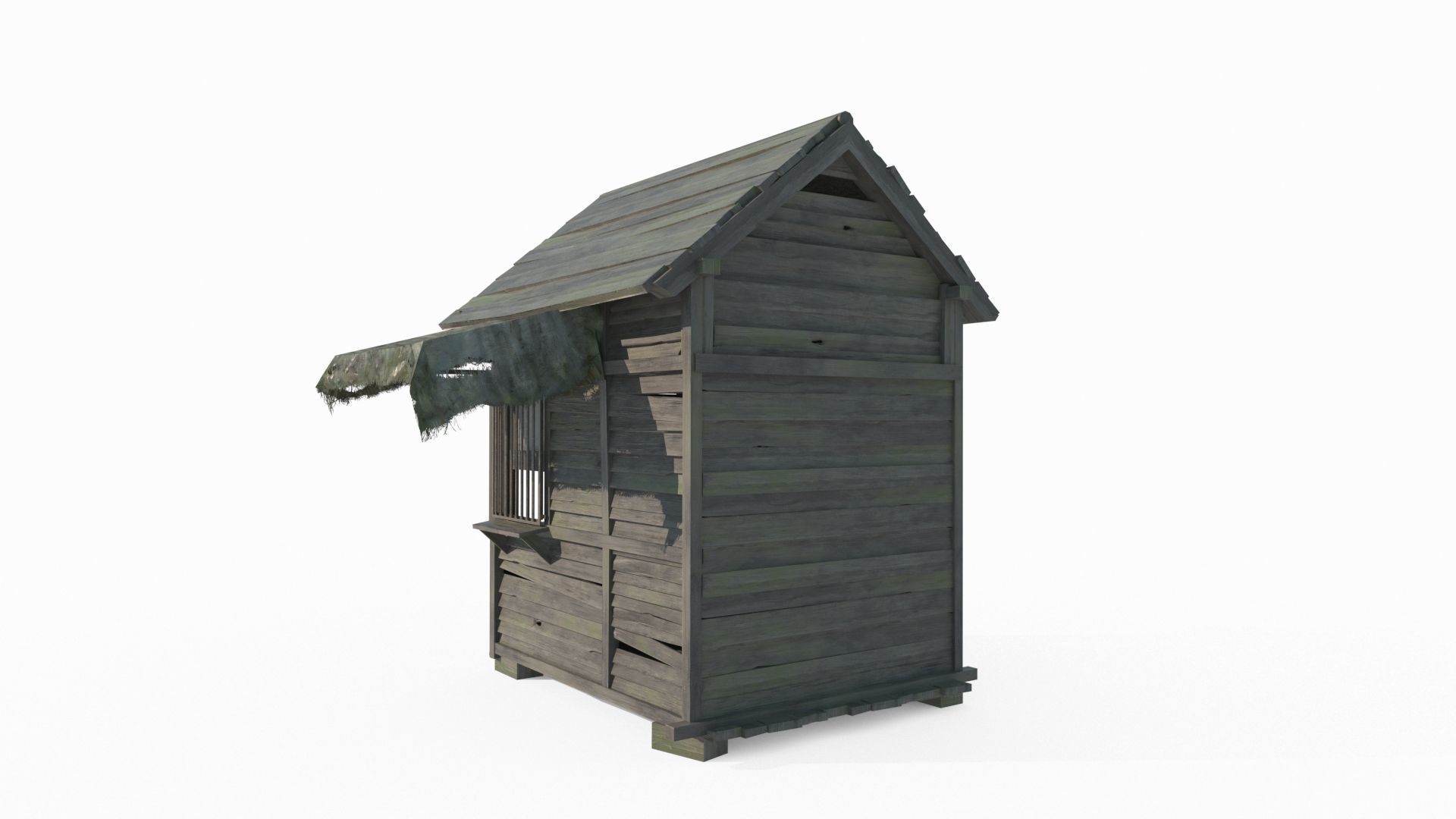 Old style building security booth 3D model_8