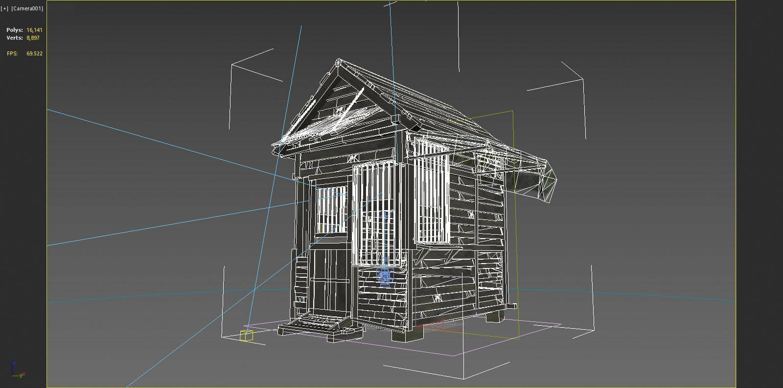Old style building security booth 3D model_6