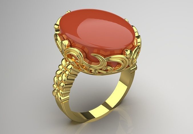 gemstone  woman gold ring gr0118 3D print model