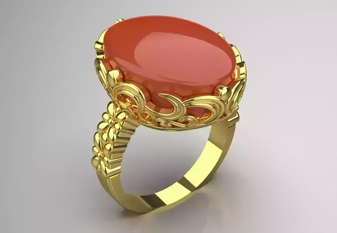 Luxury yellow gold ring with agate stone model gr0118