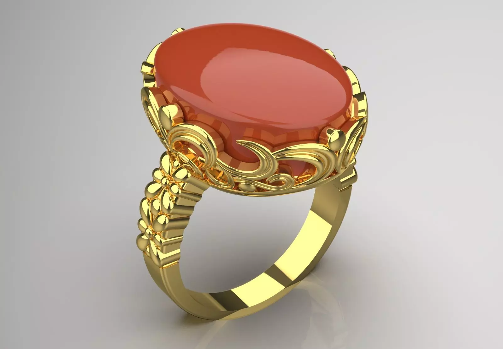 Luxury yellow gold ring with agate stone model gr0118 3D print model