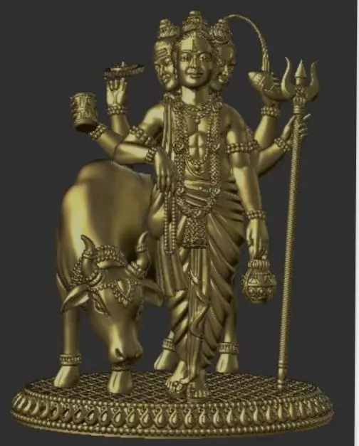 Lord Dattatreya with Cow 3D print model_0