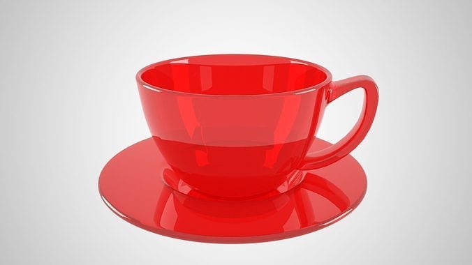 Glass Coffee Cup Rich Red Color 3D model