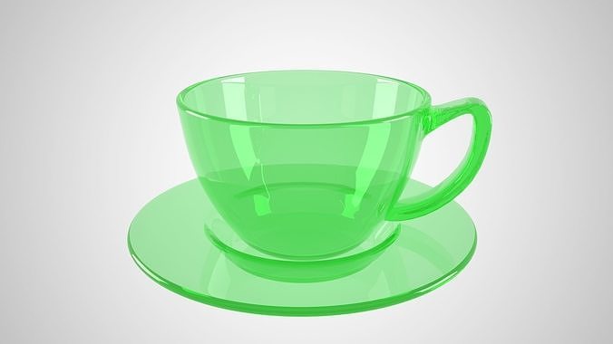 Glass Coffee Cup Light Green Color 3D model