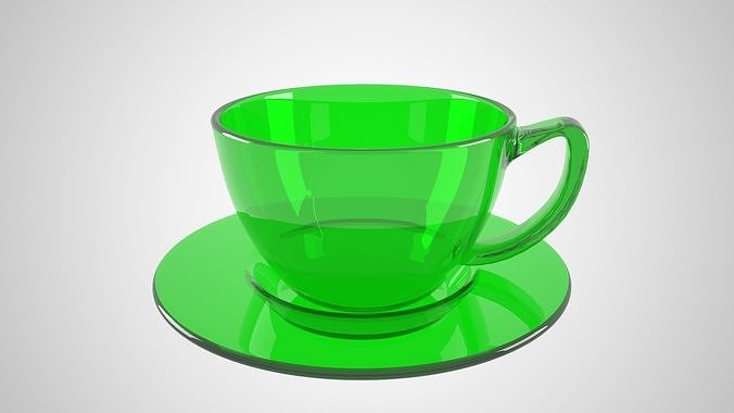 Glass Coffee Cup Green Color 3D model