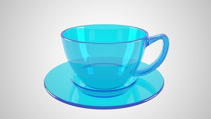 Glass Coffee Cup Cyan Color 3D model