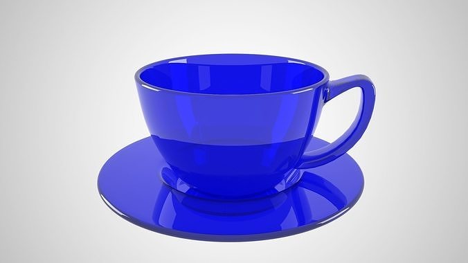 Glass Coffee Cup Cobalt Blue Color 3D model