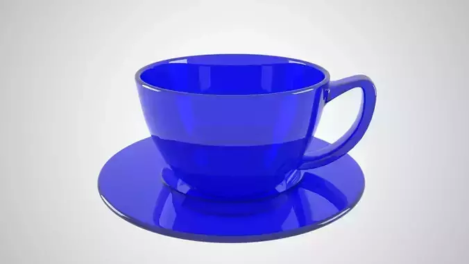 Glass Coffee Cup Cobalt Blue Color