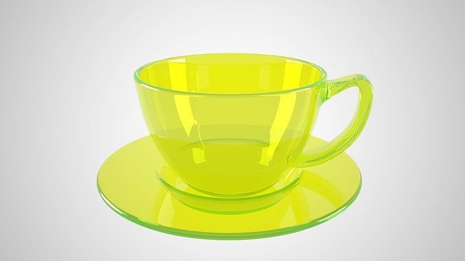 Coffee Cup Clear Glass Yellow Color 3D model