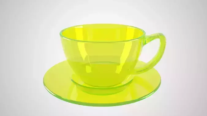 Coffee Cup Clear Glass Yellow Color 3D model