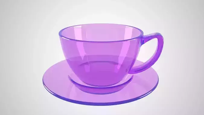 Coffee Cup Clear Glass Light Purpal Color 3D model