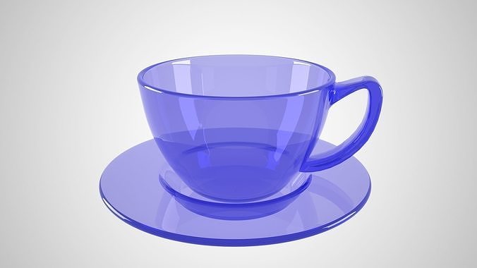 Coffee Cup Clear Glass Light Blue Color 3D model