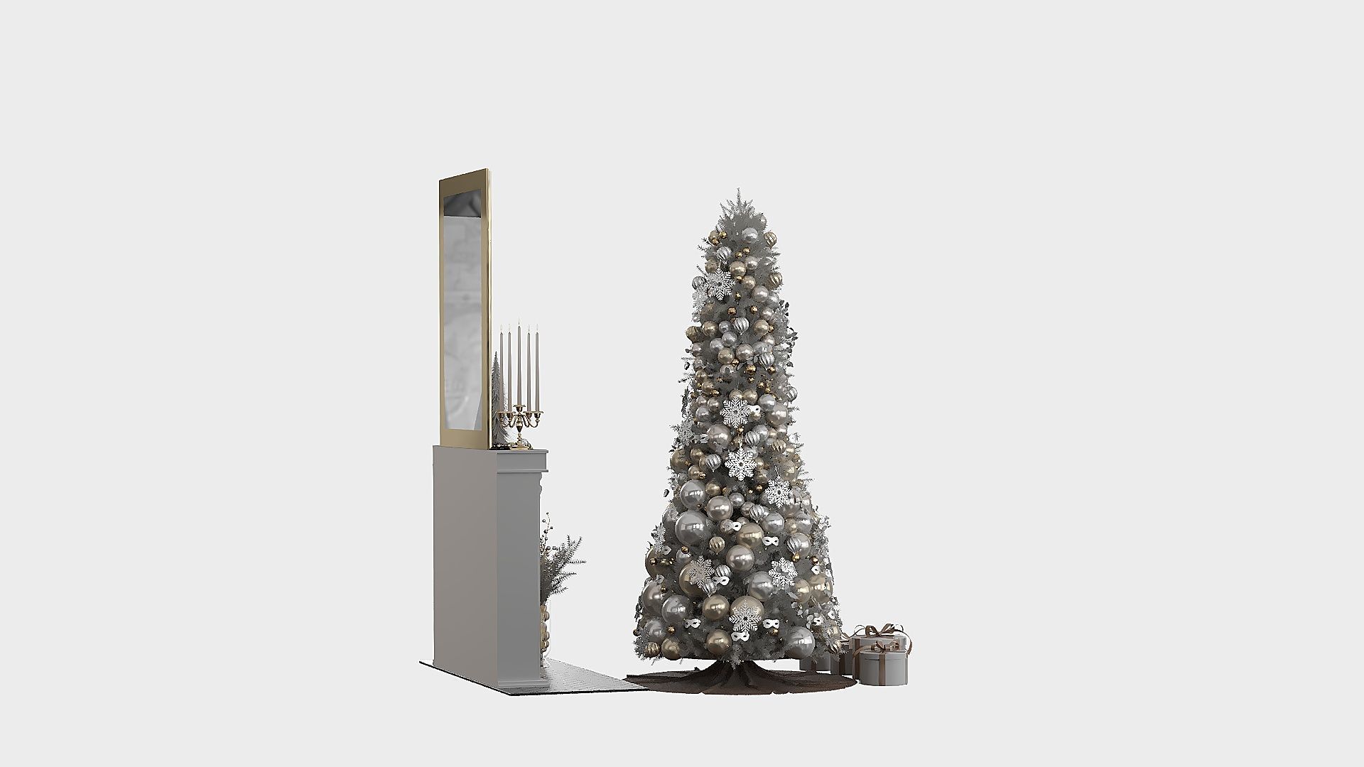 Christmas Decorative set sk Low-poly 3D model_1