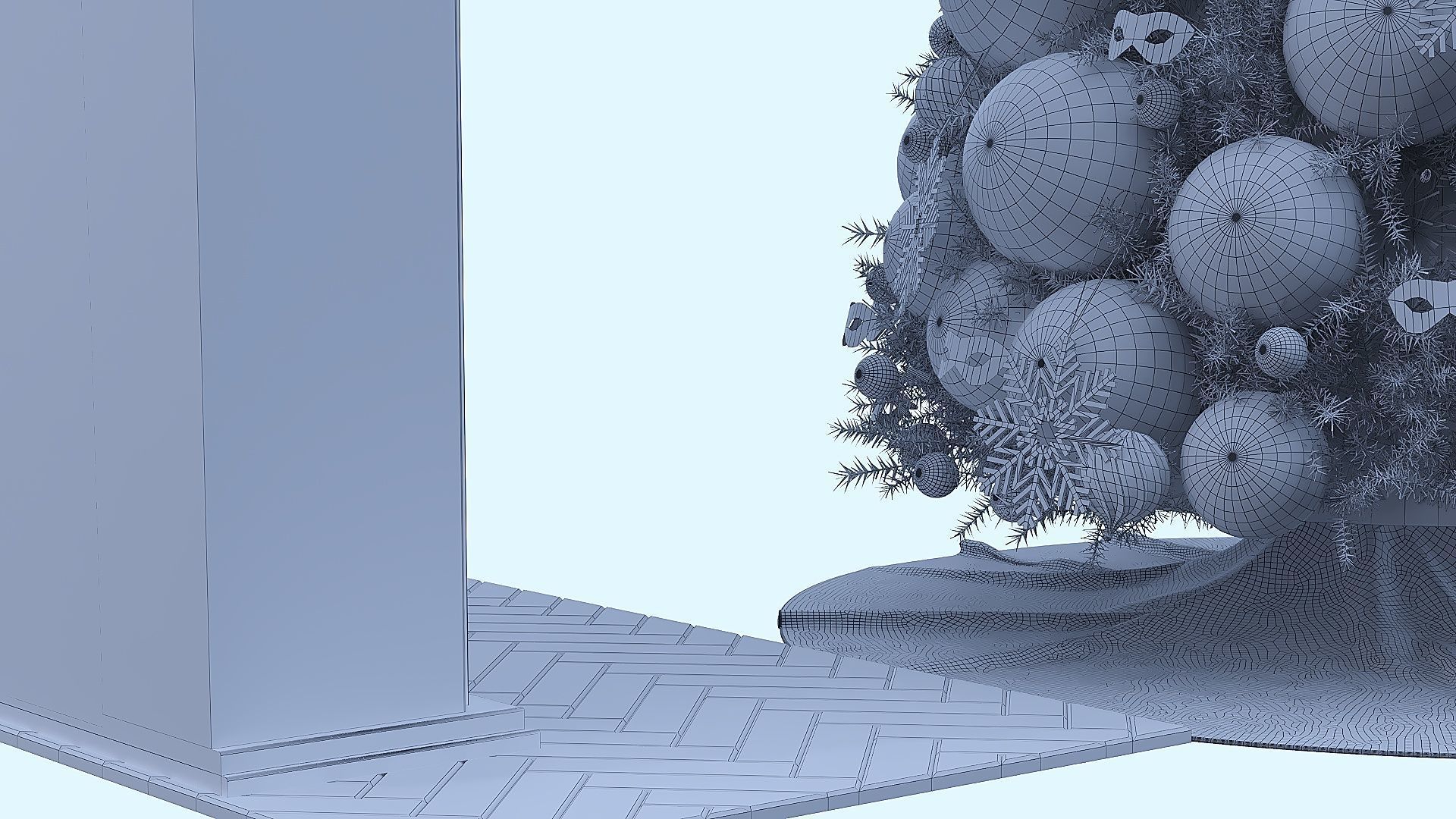 Christmas Decorative set sk Low-poly 3D model_9