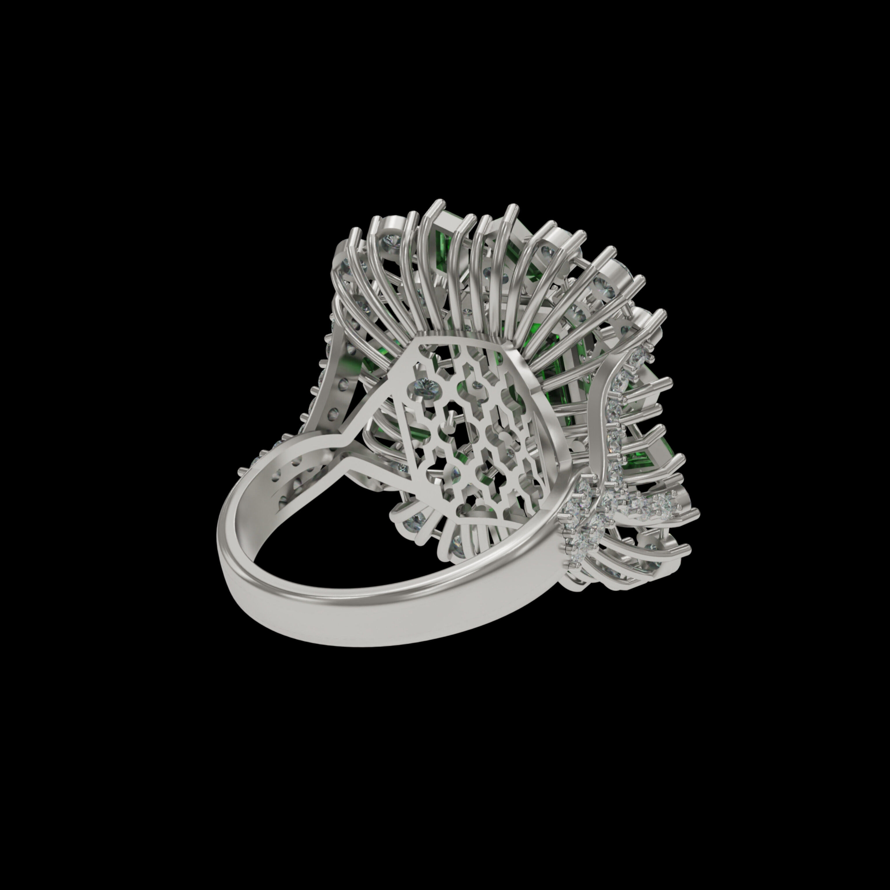 Emerald ring 3D print model_2