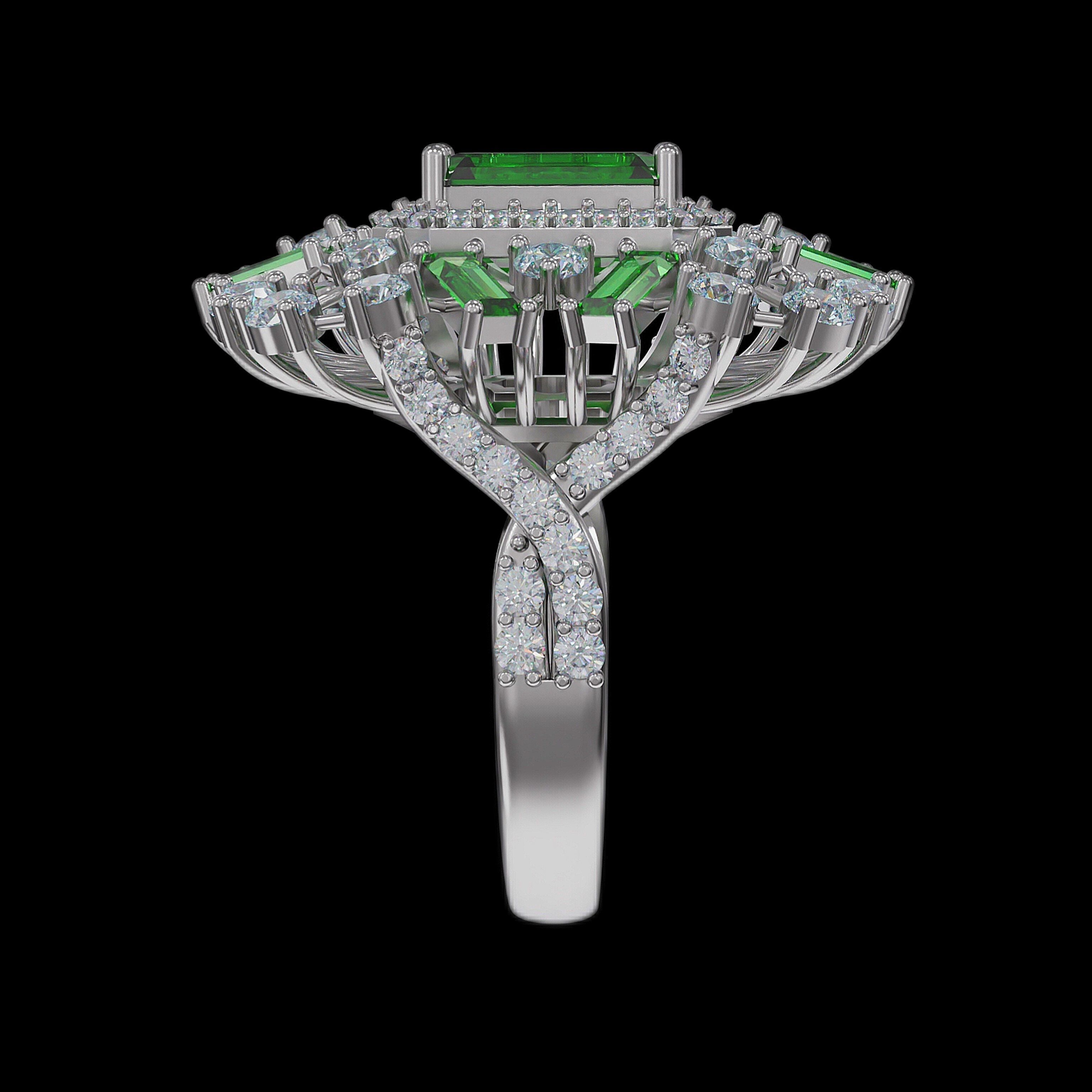 Emerald ring 3D print model_1