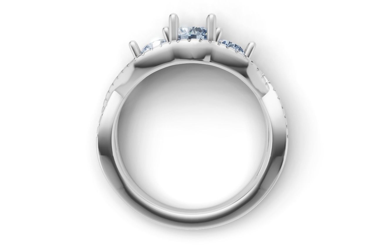 Three-Stone Engagement Ring  3D print model_6