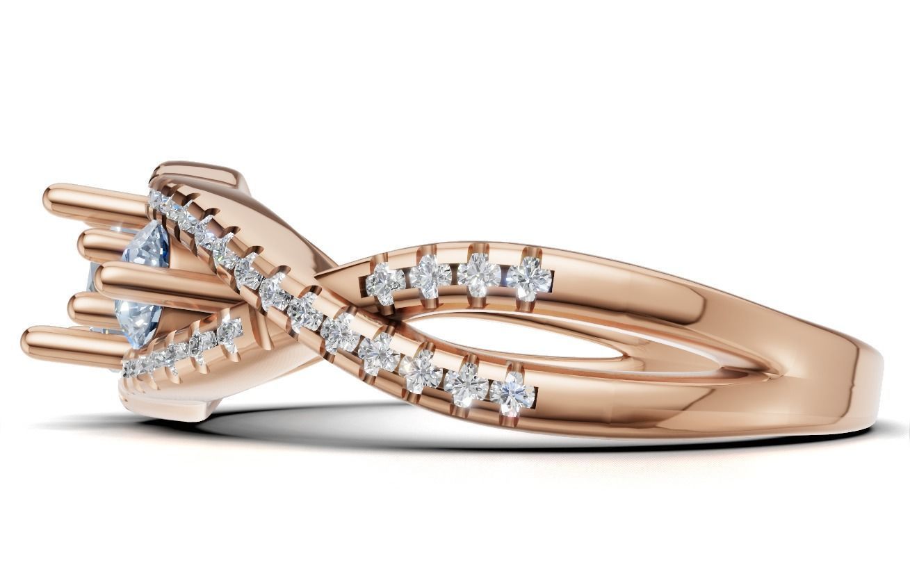 Three-Stone Engagement Ring  3D print model_3