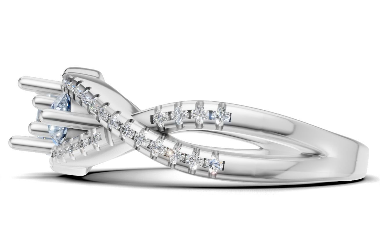 Three-Stone Engagement Ring  3D print model_5