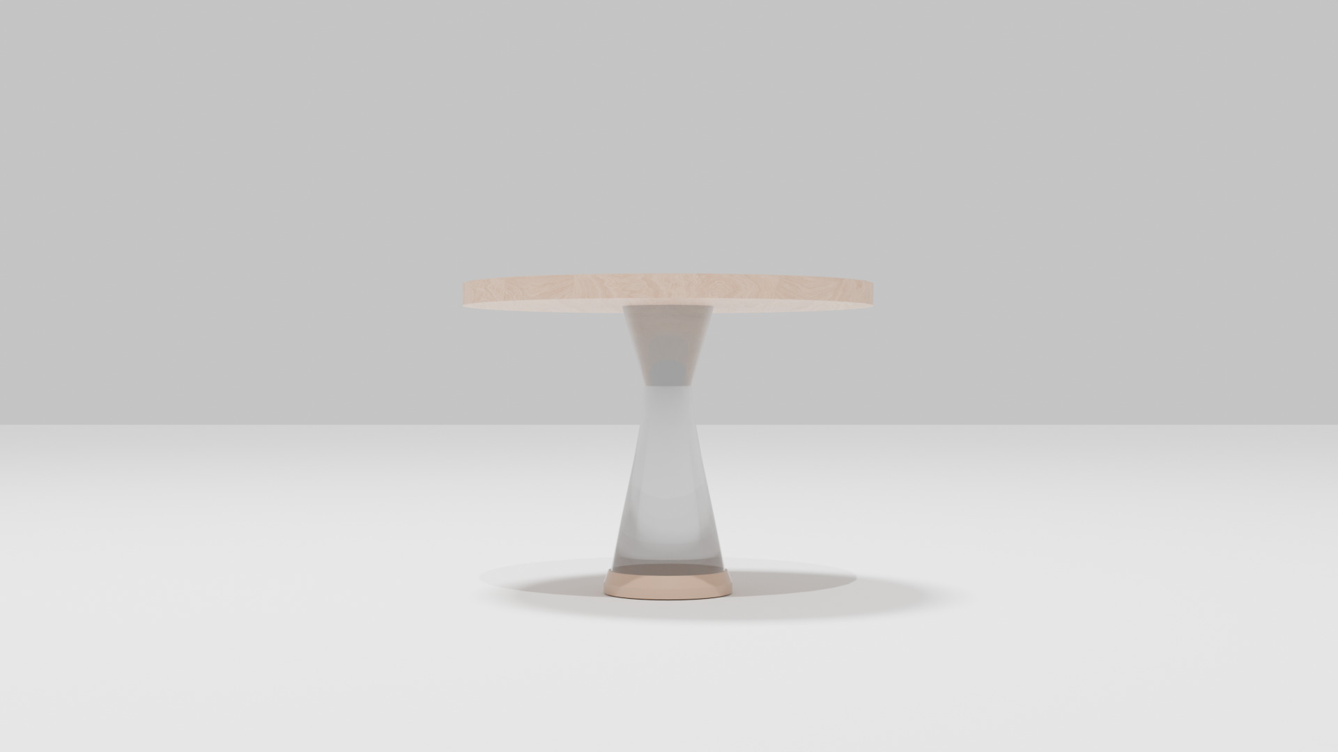 Modern Coffee Table  Wood and Gray Glass  Single Leg Design Free 3D model_2