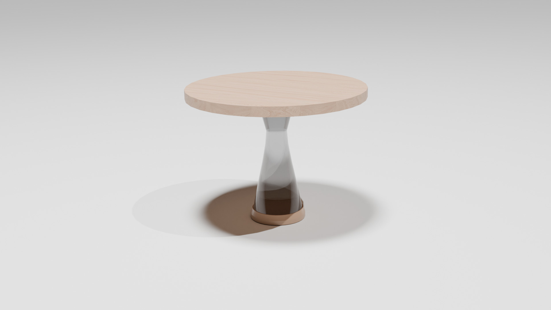Modern Coffee Table  Wood and Gray Glass  Single Leg Design Free 3D model_1