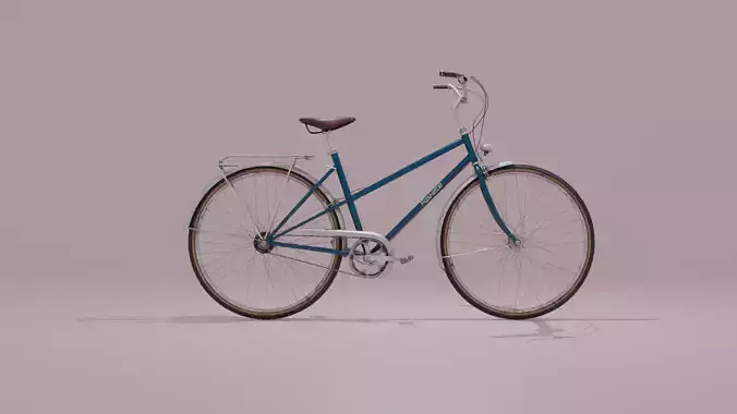 Realistic Vintage City Bicycle PBR 3D Model
