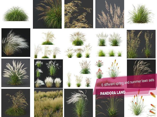 AV 6 different spring and summer lawn sets 3D Model Collection