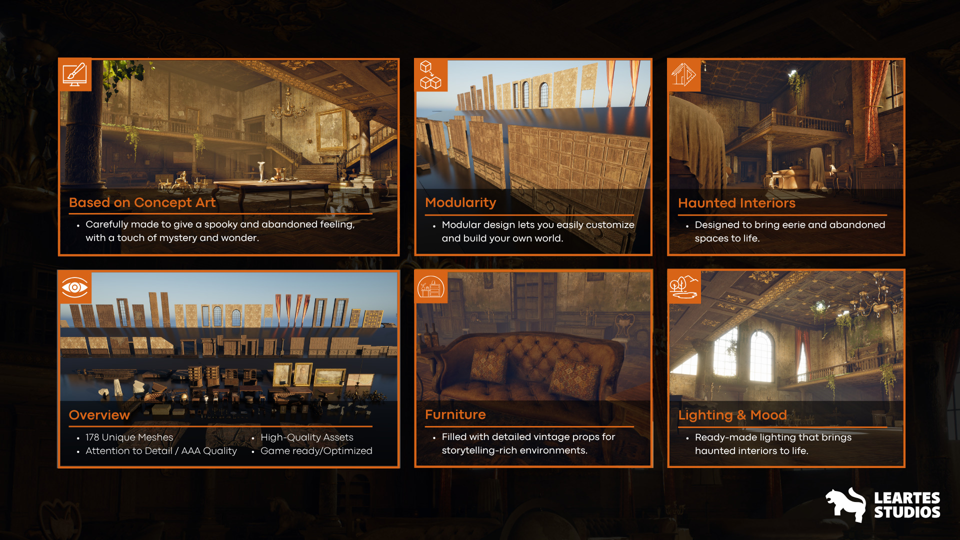 Abandoned Mansion Environment Low-poly 3D model_4