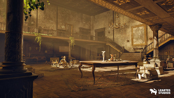 Abandoned Mansion Environment Low-poly 3D model