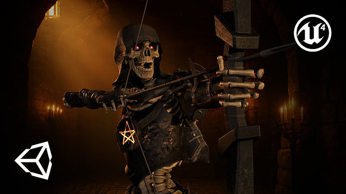 Skeleton 07 Archer Low-poly 3D model