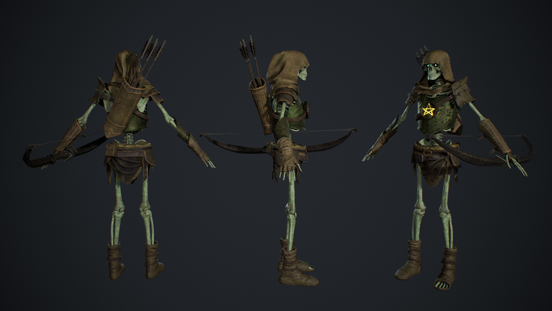 Skeleton 07 Archer Low-poly 3D model_6