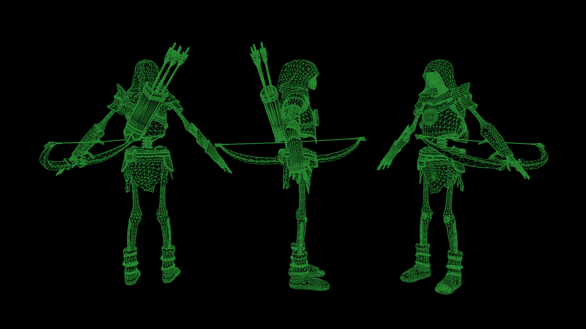 Skeleton 07 Archer Low-poly 3D model_7