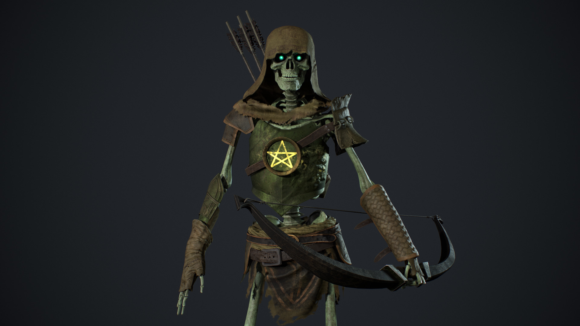 Skeleton 07 Archer Low-poly 3D model_13