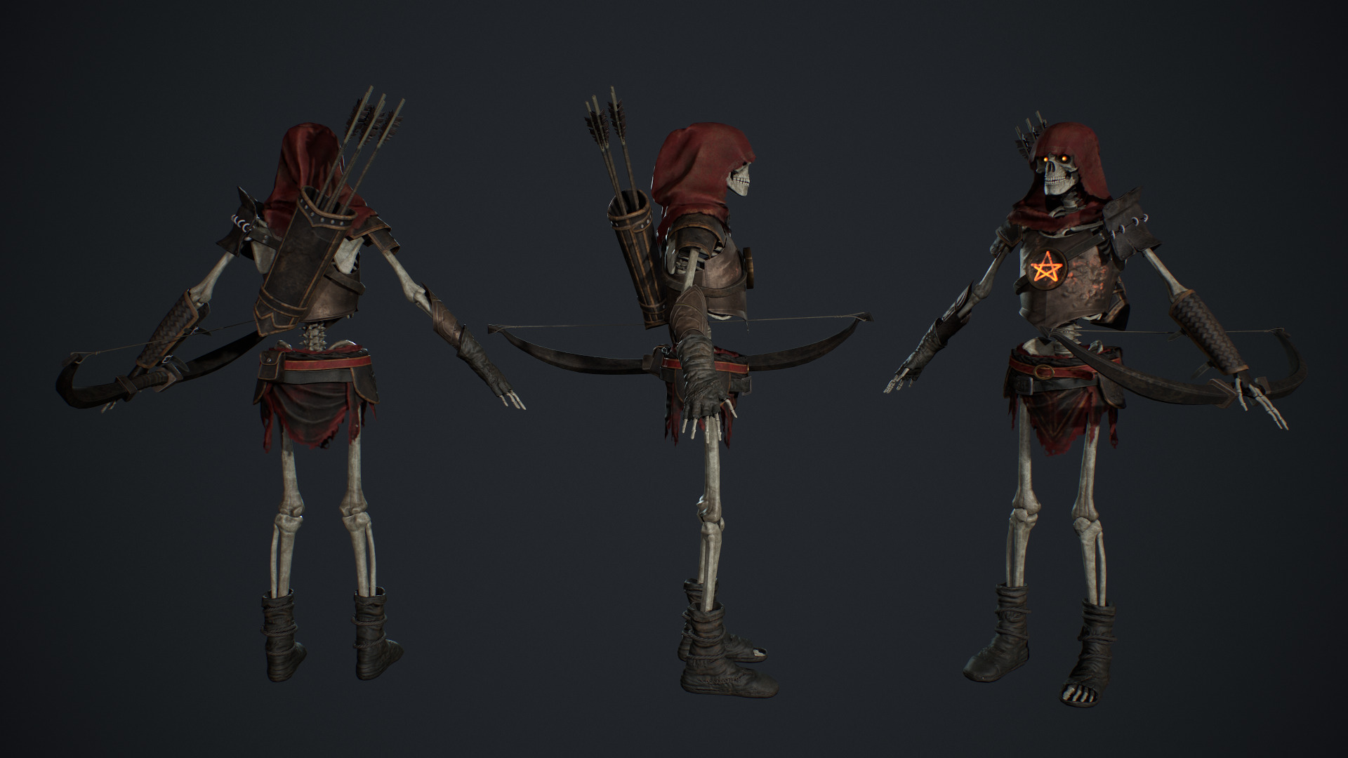 Skeleton 07 Archer Low-poly 3D model_5