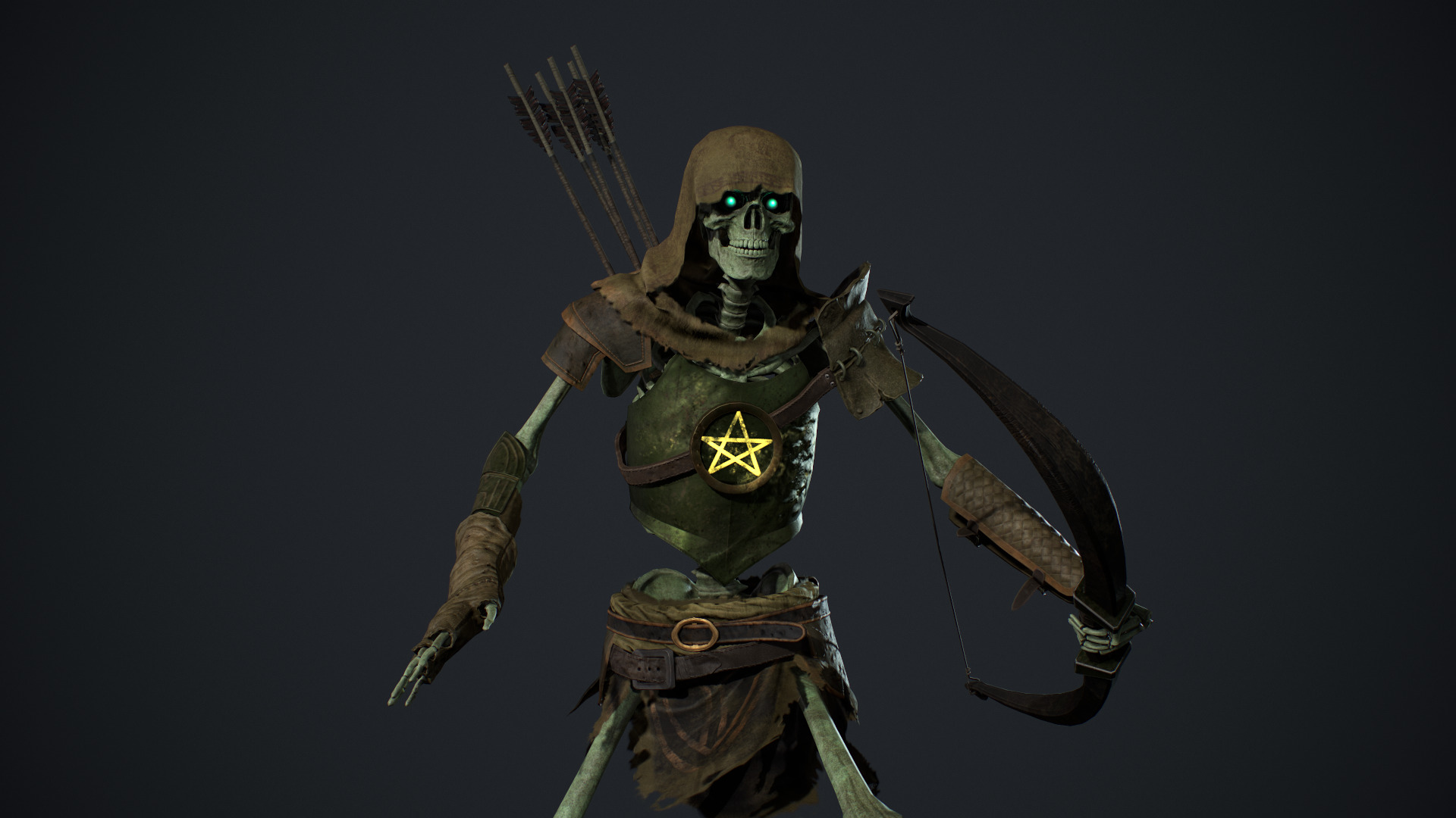Skeleton 07 Archer Low-poly 3D model_9